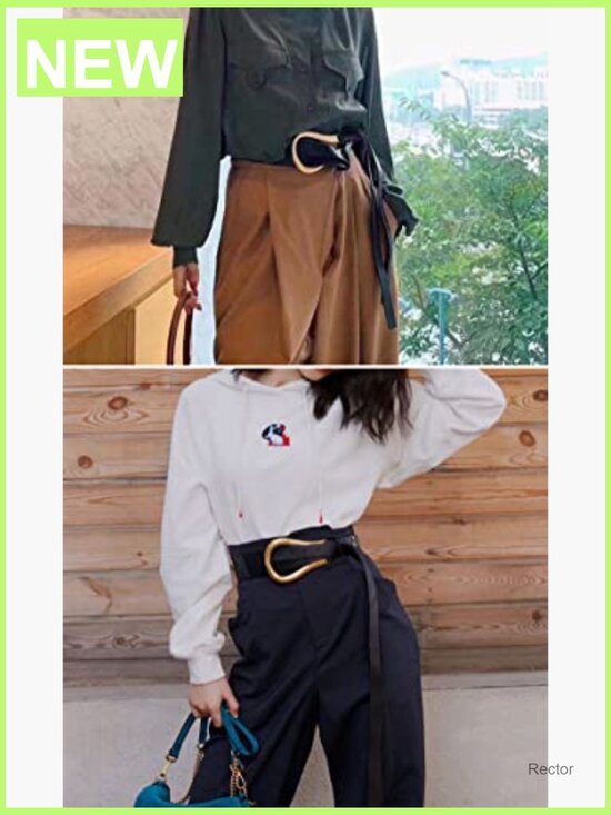 Double Strap PU Leather Cinch Belt - Retro Gold Buckle, One Size